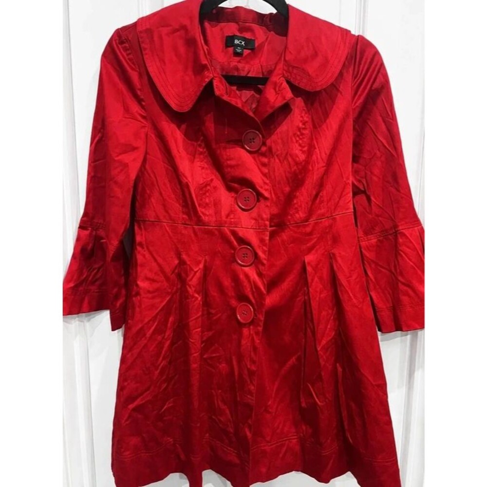 BCX Women’s Red Trench Coat Jacket Size Medium